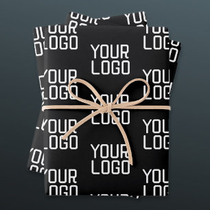 Voeg Uw Logo Herhalend Patroon Bewerkbare Sjabloon Inpakpapier Vel