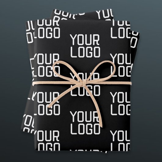 Voeg uw logo herhalend patroon bewerkbare sjabloon inpakpapier vel