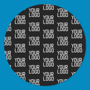 Voeg Uw Logo Herhalend Patroon Bewerkbare Sjabloon Ronde Sticker