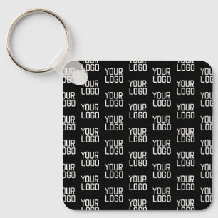Voeg Uw Logo Herhalend Patroon Bewerkbare Sjabloon Sleutelhanger