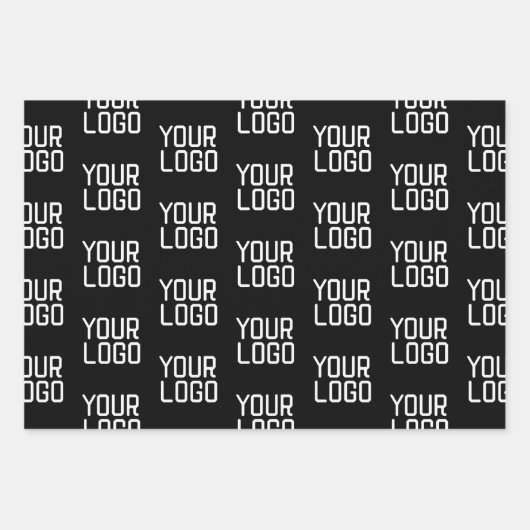 Voeg uw Logo Herhalingspatroon bewerkbare Sjabloon Inpakpapier Vel (Voorkant 3)