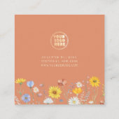 Voeg uw Logo, het houden van oorbellen Wildflower  Vierkante Visitekaartje (Achterkant)