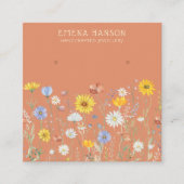 Voeg uw Logo, het houden van oorbellen Wildflower  Vierkante Visitekaartje (Voorkant)