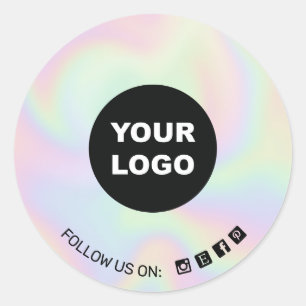 Voeg uw Logo Holografen sociale media toe Ronde Sticker