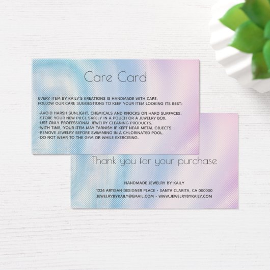 Voeg uw logo holografische juwelen-zorgkaart toe visitekaartje (Bureau)