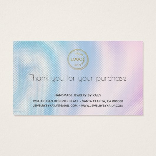 Voeg uw logo holografische juwelen-zorgkaart toe visitekaartje (Achterkant)