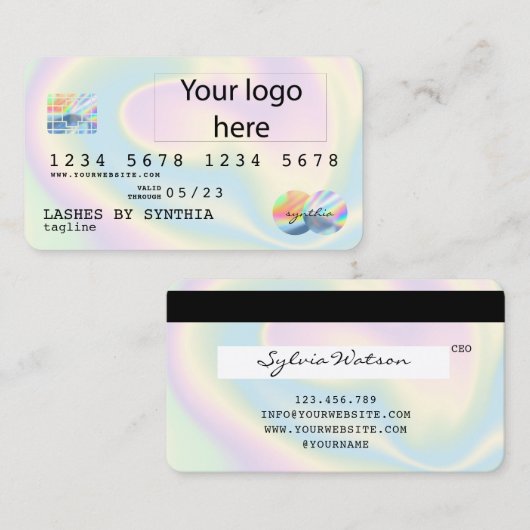 Voeg uw logo Holograph Modern Credit Kaart Style t Visitekaartje (Voorkant / Achterkant)