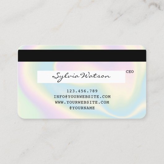 Voeg uw logo Holograph Modern Credit Kaart Style t Visitekaartje (Achterkant)