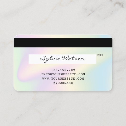 Voeg uw logo Holograph Modern Credit Kaart Style t Visitekaartje (Achterkant)