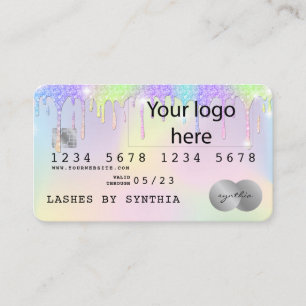 Voeg uw logo Holograph Unicorn Dripp Credit Kaart  Visitekaartje