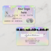 Voeg uw logo Holograph Unicorn Dripp Credit Kaart  Visitekaartje (Voorkant / Achterkant)