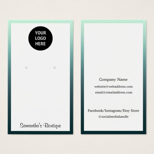 Voeg uw Logo-houder een Blauwgroen Ombre toe Visitekaartje (Voorkant /achterkant)