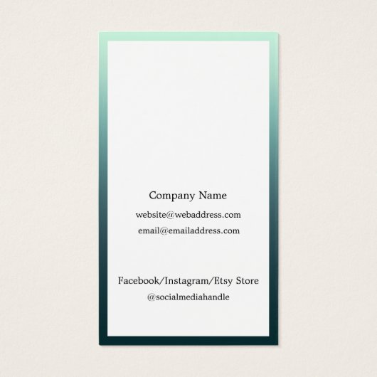 Voeg uw Logo-houder een Blauwgroen Ombre toe Visitekaartje (Achterkant)