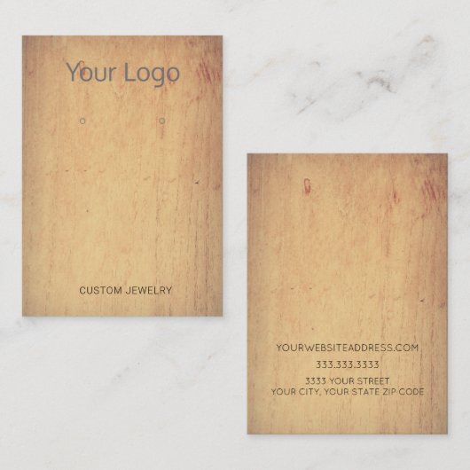 Voeg uw Logo Hout-beeldscherm Kaart toe Visitekaartje (Voorkant / Achterkant)