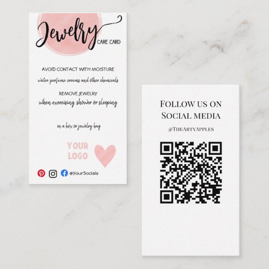 VOEG UW LOGO JEWELRY-ZORGKAARTEN TOE VISITEKAARTJE (Voorkant / Achterkant)