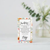 VOEG UW LOGO-juwelen CARE CARDS Small UK floral Visitekaartje (Staand voorkant)