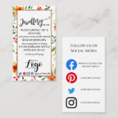 VOEG UW LOGO-juwelen CARE CARDS Small UK floral Visitekaartje (Voorkant / Achterkant)