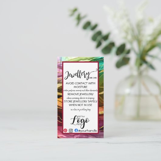 VOEG UW LOGO-juwelen CARE-KAARTEN VOOR kleine bedr Visitekaartje (Staand voorkant)