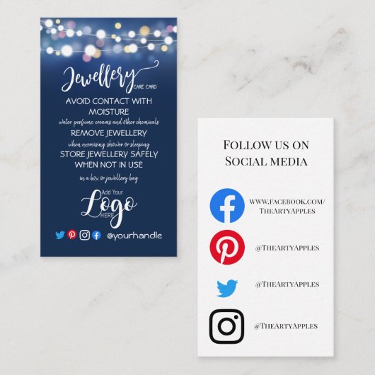 VOEG UW LOGO-juwelen ZORGKAARTEN TOE, klein GB bla Visitekaartje (Voorkant / Achterkant)