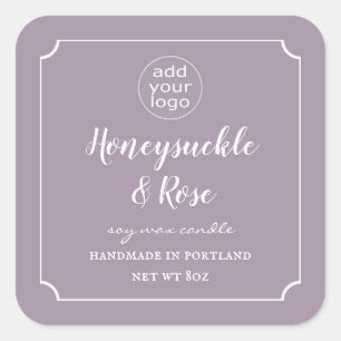 Voeg uw logo Kaars Lavendel Label Vierkant toe