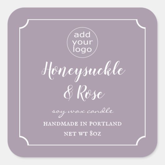 Voeg uw logo Kaars Lavendel Label Vierkant toe (Voorkant)