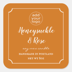Voeg uw Logo kaars toe het Oranje Etiket vierkant 
