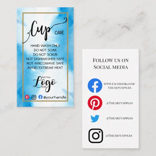 VOEG UW LOGO-KARTCARDS vinylwaterverf TOE Visitekaartje (Voorkant / Achterkant)