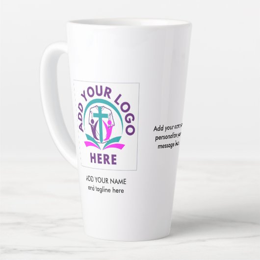 VOEG UW LOGO kerkzakenartikelen TOE Latte Mok (Linkerhoek)