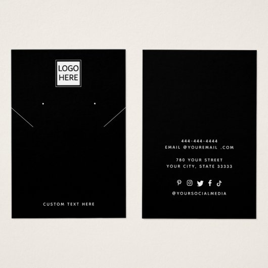 Voeg uw Logo Ketting oorringen Display Kaart toe (Voorkant /achterkant)