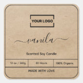 Voeg uw Logo Kraft achtergrond kaars label toe (Voorkant)
