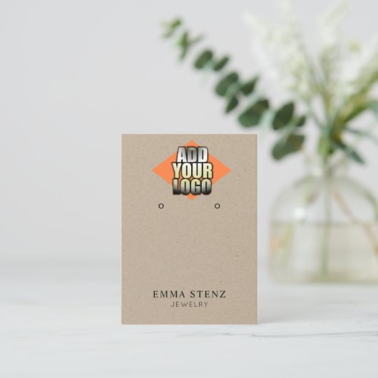 Voeg Uw Logo Kraft Oorbel Sieraden Display Kaart Visitekaartje (Staand voorkant)