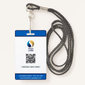 Voeg uw Logo met QR Code Blue Corporate toe Badge (Voorkant met draagriem)