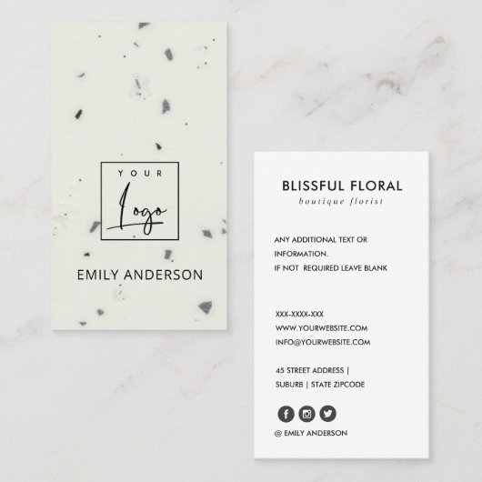 VOEG UW LOGO MINIMAAL CERAMIC TEXTURE PROFESSIONAL VISITEKAARTJE (Voorkant / Achterkant)