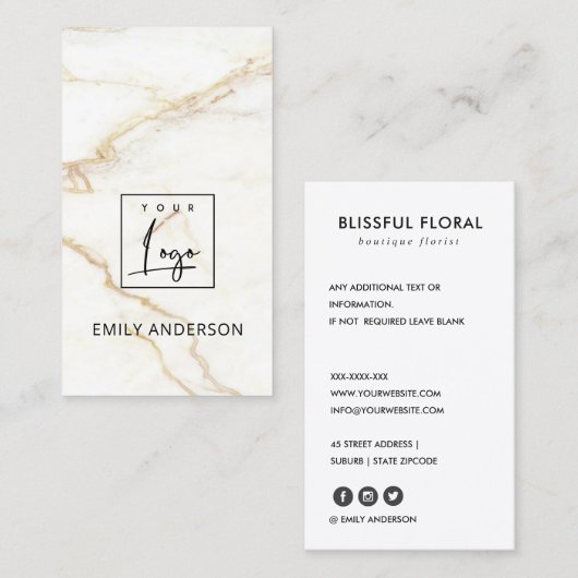 VOEG UW LOGO MINIMAAL MARBLE TEXTURE PROFESSIONAL VISITEKAARTJE (Voorkant / Achterkant)