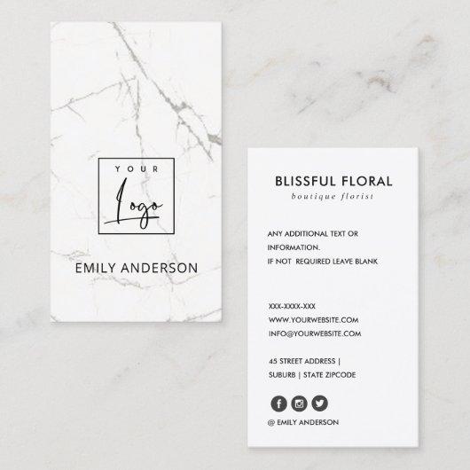 VOEG UW LOGO MINIMAAL MARBLE TEXTURE PROFESSIONAL  VISITEKAARTJE (Voorkant / Achterkant)