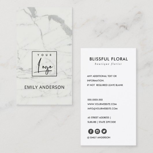 VOEG UW LOGO MINIMAAL MARBLE TEXTURE PROFESSIONAL VISITEKAARTJE (Voorkant / Achterkant)