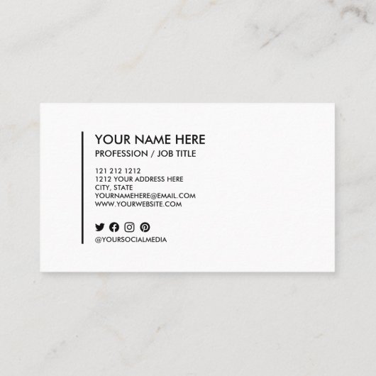 Voeg uw Logo-minimalistisch zwart-wit toe Visitekaartje (Achterkant)