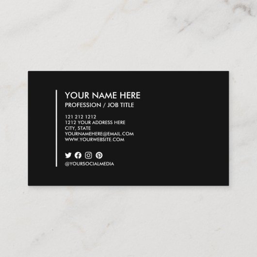 Voeg uw Logo-minimalistisch zwart-wit toe Visitekaartje (Achterkant)