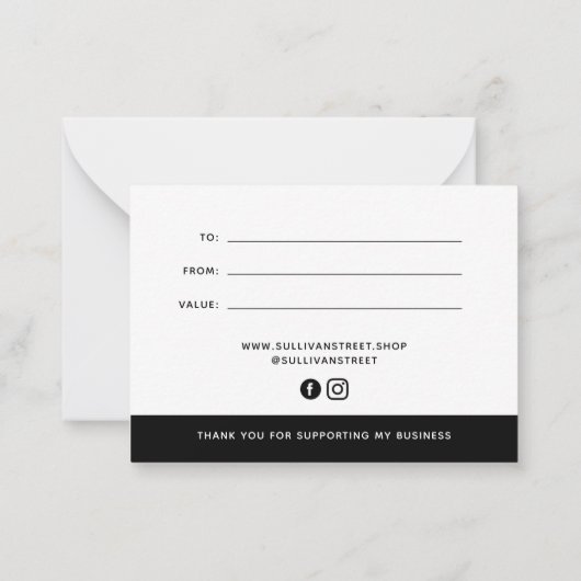 Voeg uw Logo-minimalistische cadeaubon toe Notitiekaartje (Achterkant)