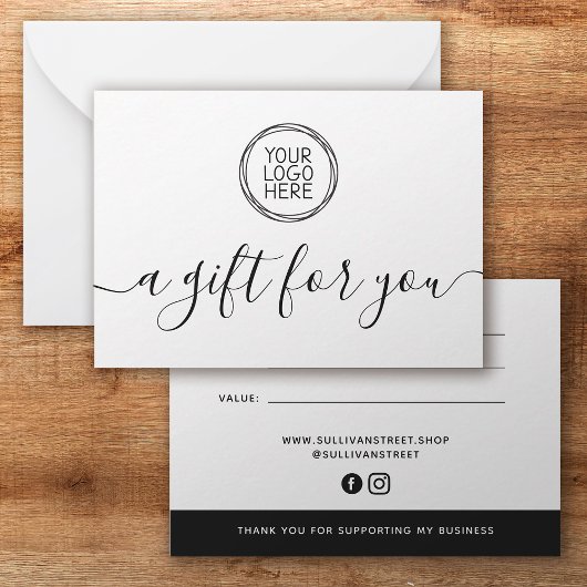 Voeg uw Logo-minimalistische cadeaubon toe Notitiekaartje
