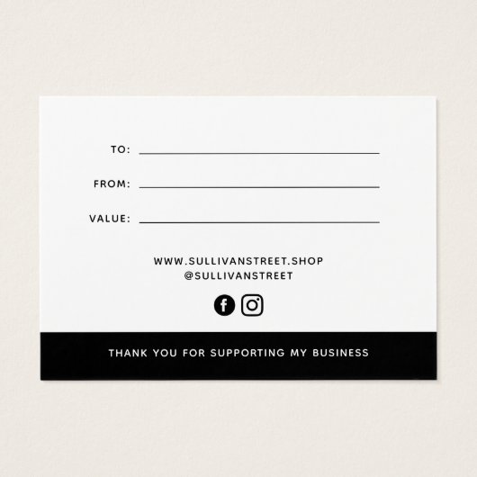 Voeg uw Logo-minimalistische cadeaubon toe Visitekaartje (Achterkant)
