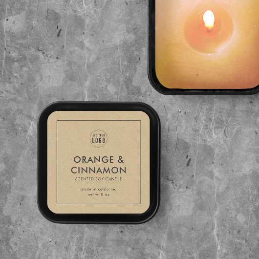 Voeg uw Logo minimalistische kraftproductlabel toe Vierkante Sticker