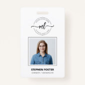 Voeg uw Logo minimalistische monogram Initiaal med Badge (Voorkant)