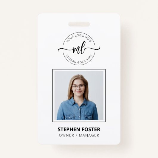 Voeg uw Logo minimalistische monogram Initiaal med Badge (Voorkant)