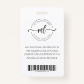 Voeg uw Logo minimalistische monogram Initiaal med Badge (Achterkant)