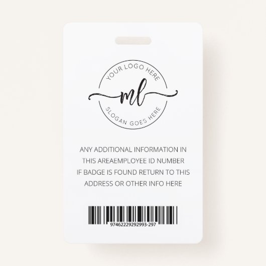 Voeg uw Logo minimalistische monogram Initiaal med Badge (Achterkant)