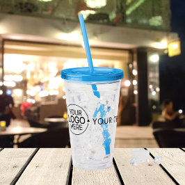 Voeg uw Logo minimalistische typografie toe Acryl Drinkbeker