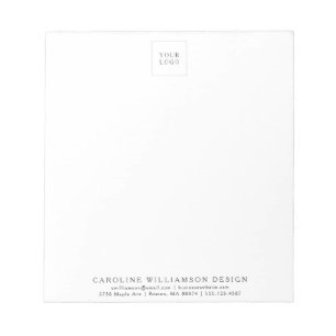 Voeg uw logo minimalistische witte bedrijfs brandi notitieblok