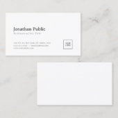 Voeg uw Logo modern elegant wit eenvoudig ontwerp  Visitekaartje (Voorkant / Achterkant)