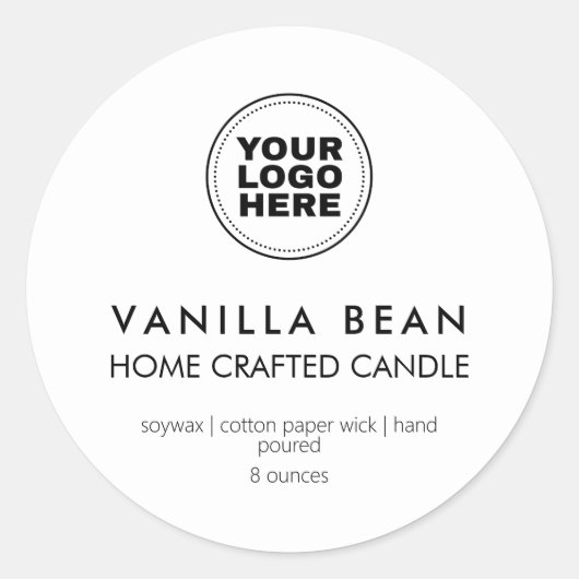 Voeg uw Logo modern Homemade Candle Productlabel t Ronde Sticker (Voorkant)